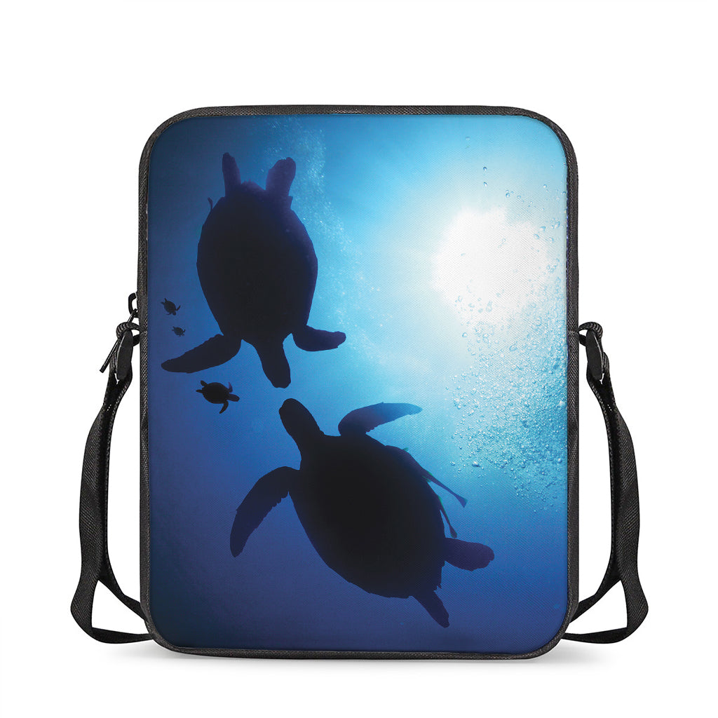 Sea Turtle Family Underwater Print Rectangular Crossbody Bag