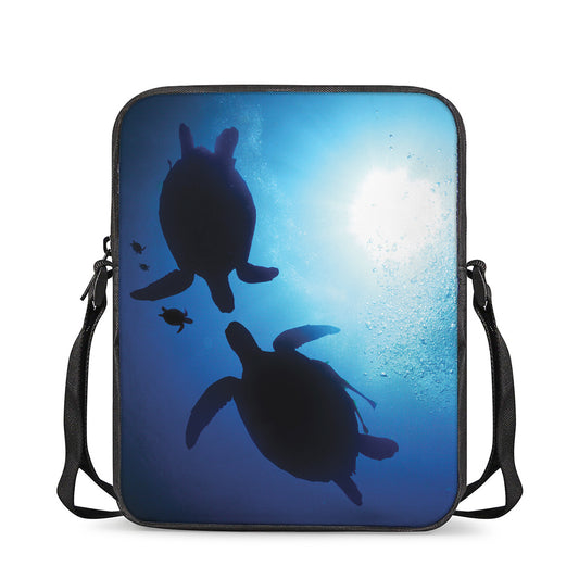 Sea Turtle Family Underwater Print Rectangular Crossbody Bag