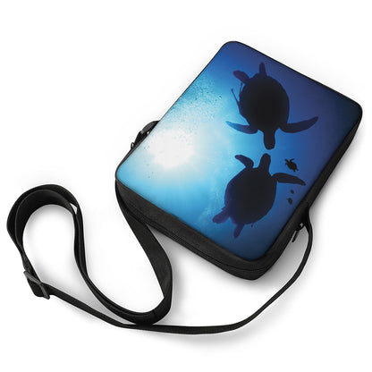 Sea Turtle Family Underwater Print Rectangular Crossbody Bag