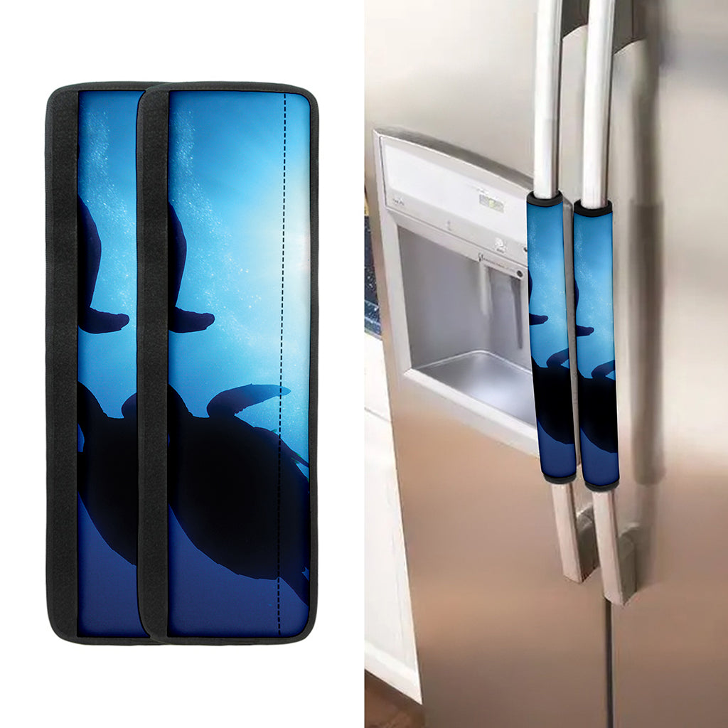 Sea Turtle Family Underwater Print Refrigerator Handle Covers