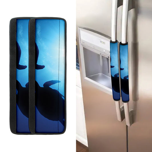 Sea Turtle Family Underwater Print Refrigerator Handle Covers
