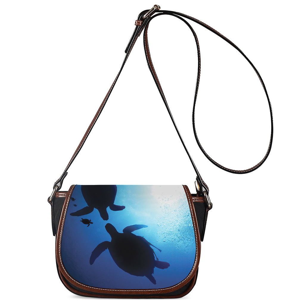 Sea Turtle Family Underwater Print Saddle Bag