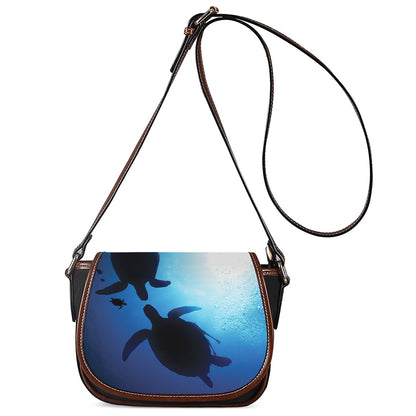 Sea Turtle Family Underwater Print Saddle Bag
