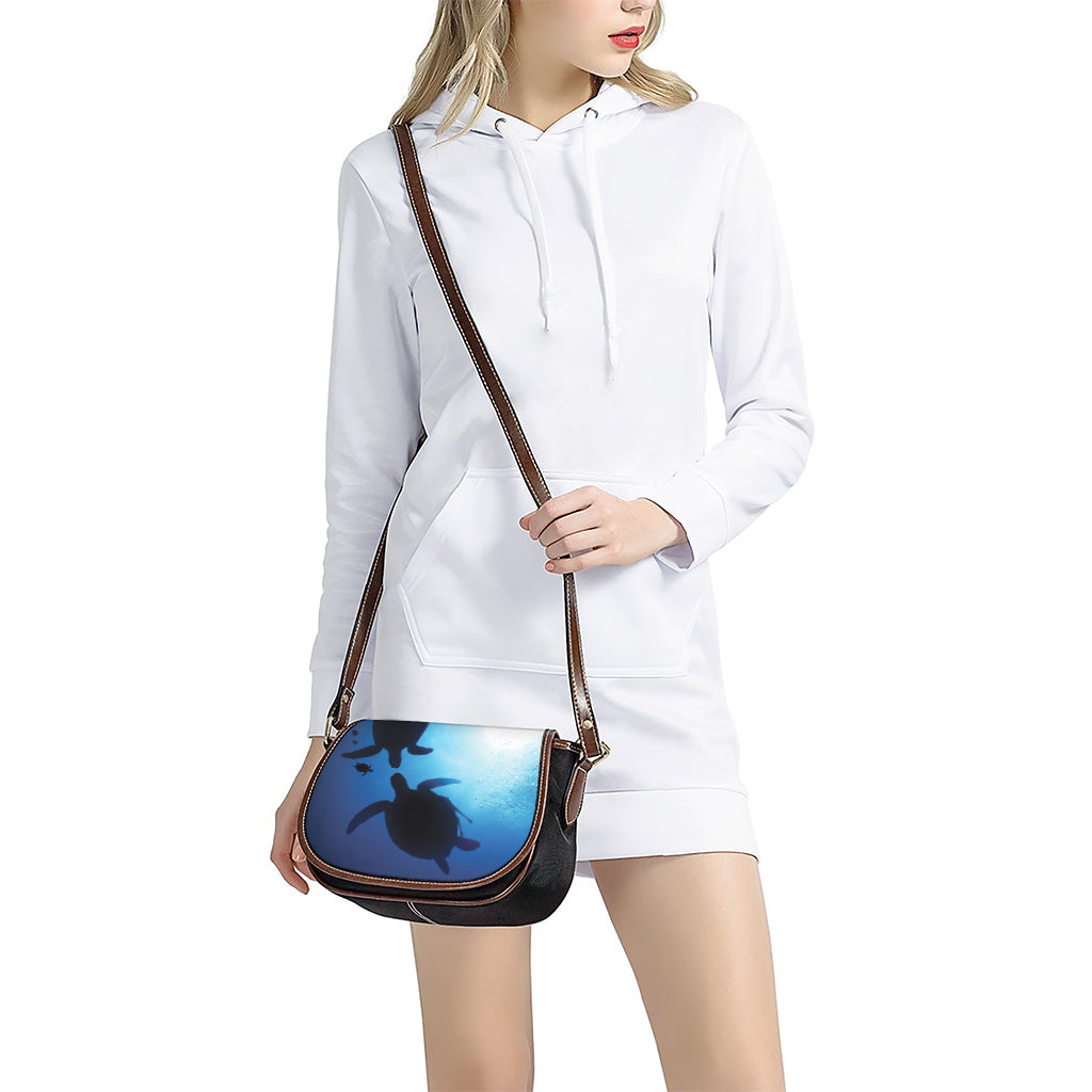 Sea Turtle Family Underwater Print Saddle Bag
