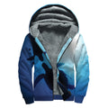 Sea Turtle Family Underwater Print Sherpa Lined Zip Up Hoodie