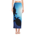 Sea Turtle Family Underwater Print Side Slit Maxi Skirt