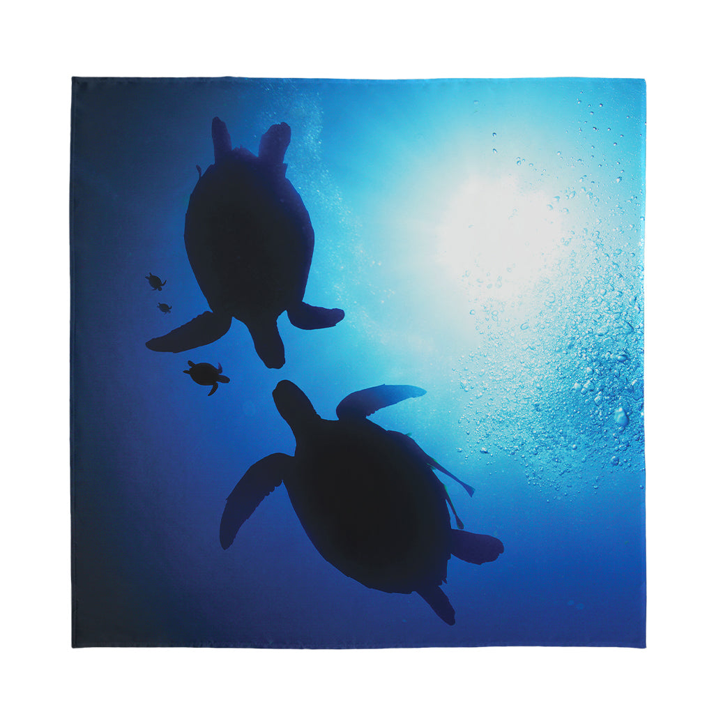 Sea Turtle Family Underwater Print Silk Bandana