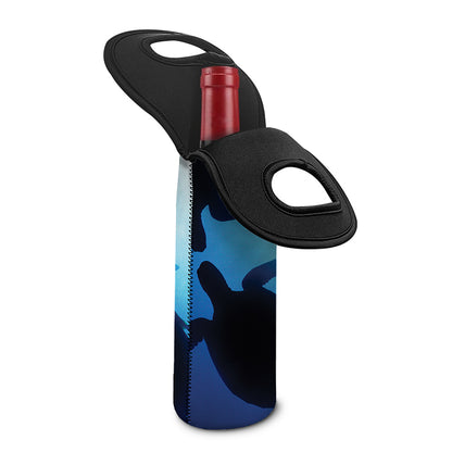 Sea Turtle Family Underwater Print Single Neoprene Wine Tote