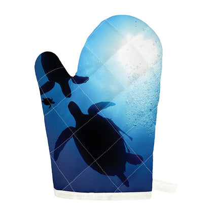 Sea Turtle Family Underwater Print Single Oven Mitt
