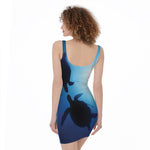 Sea Turtle Family Underwater Print Sleeveless Bodycon Dress