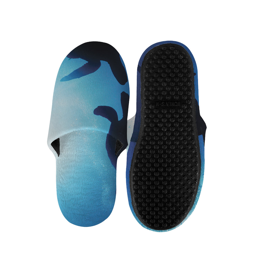 Sea Turtle Family Underwater Print Slippers