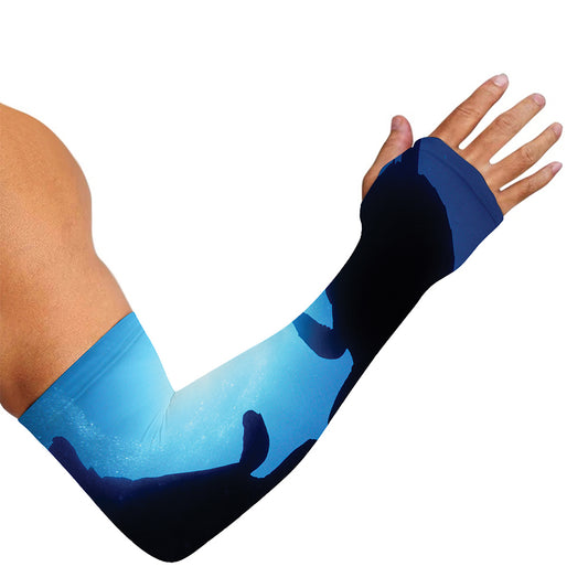 Sea Turtle Family Underwater Print Sun Protection Arm Sleeves