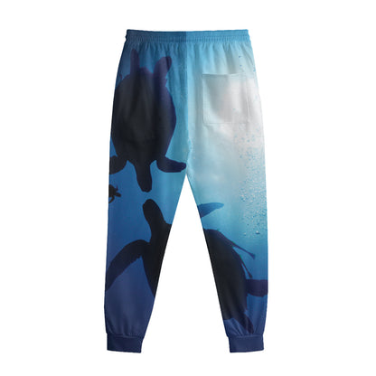 Sea Turtle Family Underwater Print Sweatpants