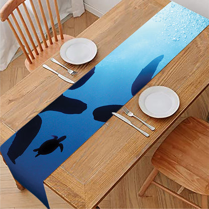 Sea Turtle Family Underwater Print Table Runner