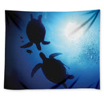 Sea Turtle Family Underwater Print Tapestry