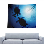 Sea Turtle Family Underwater Print Tapestry