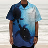 Sea Turtle Family Underwater Print Textured Short Sleeve Shirt