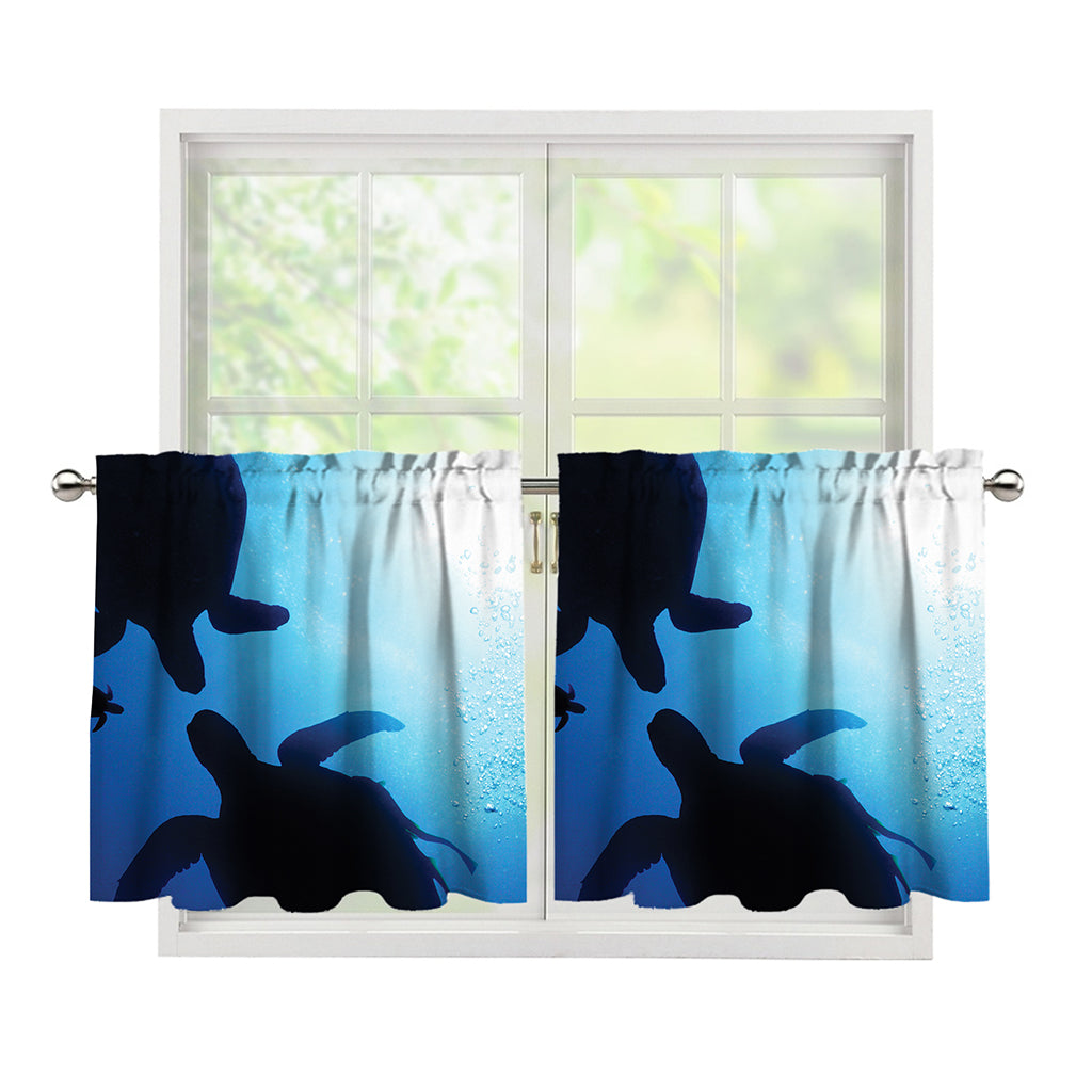 Sea Turtle Family Underwater Print Tier Curtains