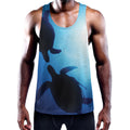 Sea Turtle Family Underwater Print Men's Workout Tank Top