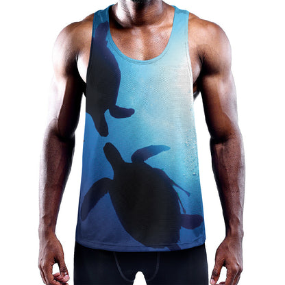 Sea Turtle Family Underwater Print Training Tank Top