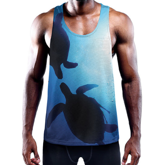 Sea Turtle Family Underwater Print Training Tank Top