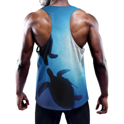 Sea Turtle Family Underwater Print Training Tank Top