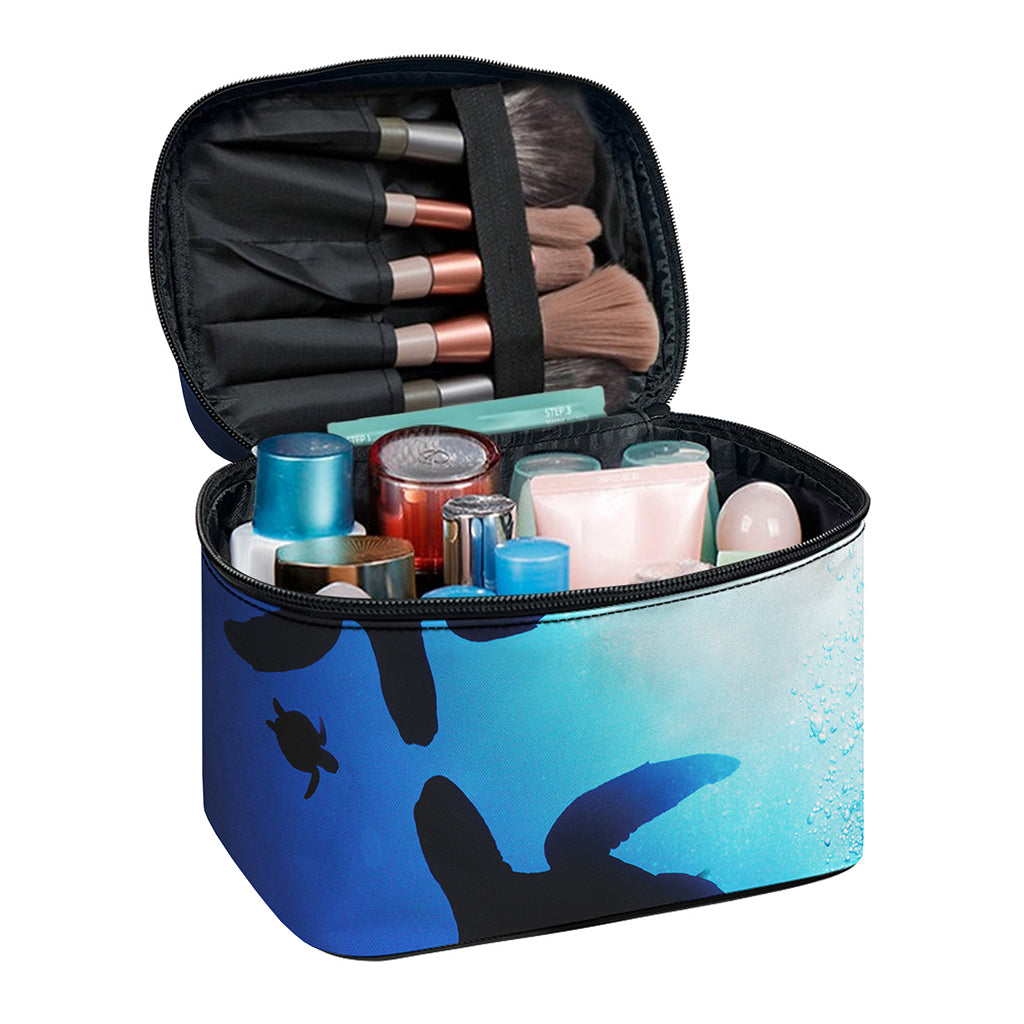 Sea Turtle Family Underwater Print Travel Makeup Bag