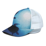 Sea Turtle Family Underwater Print White Mesh Trucker Cap