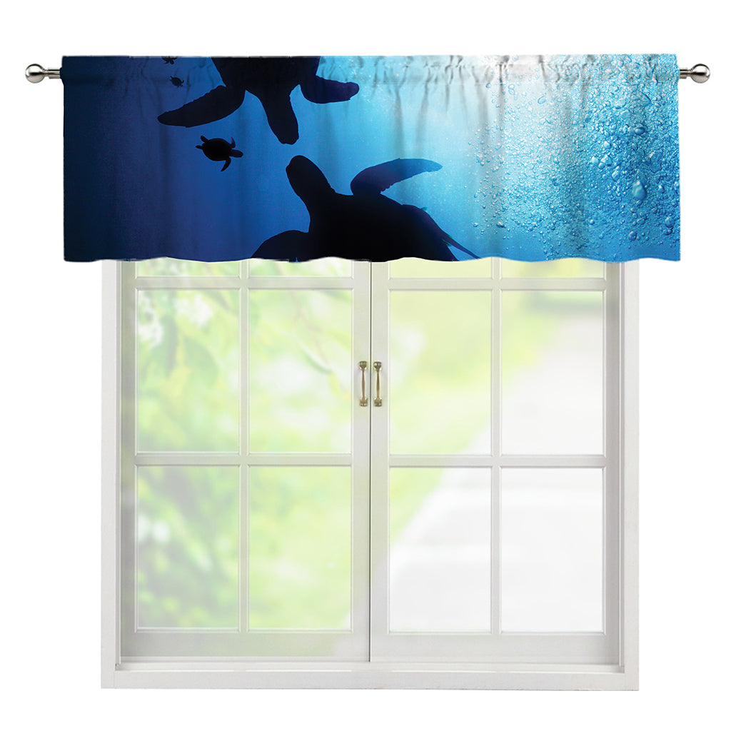 Sea Turtle Family Underwater Print Window Valance