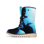 Sea Turtle Family Underwater Print Winter Boots