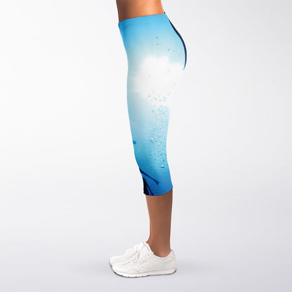 Sea Turtle Family Underwater Print Women's Capri Leggings