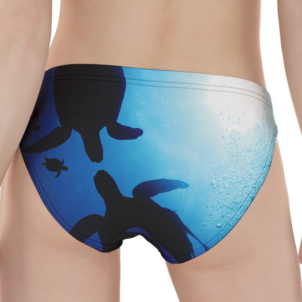 Sea Turtle Family Underwater Print Women's Panties