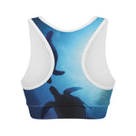 Sea Turtle Family Underwater Print Women's Sports Bra