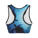 Sea Turtle Family Underwater Print Women's Sports Bra