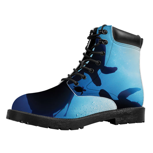 Sea Turtle Family Underwater Print Work Boots