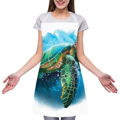 Sea Turtle Painting Print Adjustable Apron