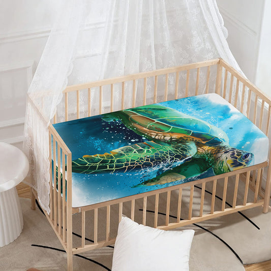 Sea Turtle Painting Print Baby Crib Sheet
