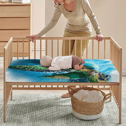 Sea Turtle Painting Print Baby Crib Sheet