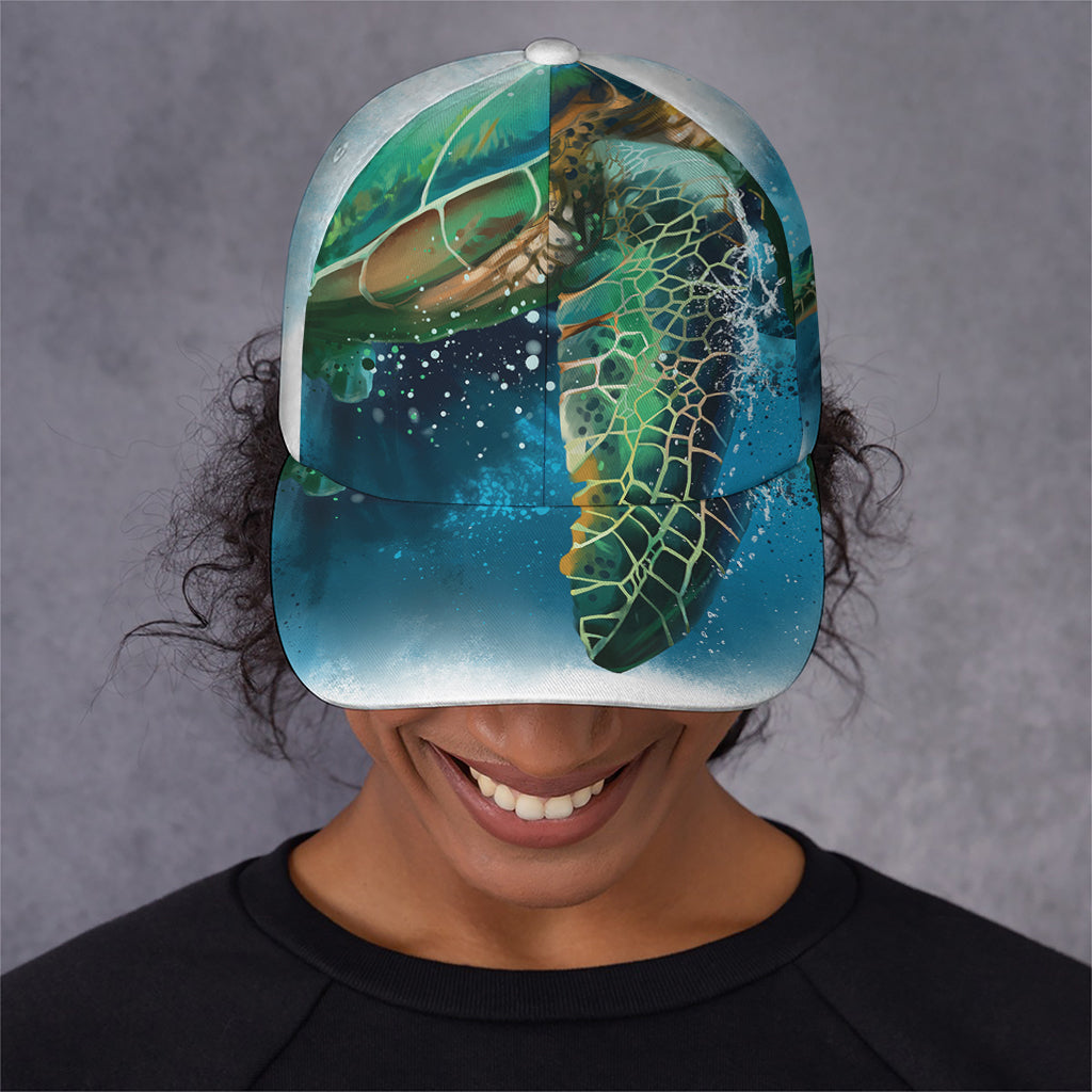 Sea Turtle Painting Print Baseball Cap