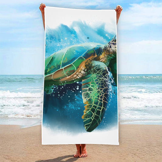 Sea Turtle Painting Print Beach Towel