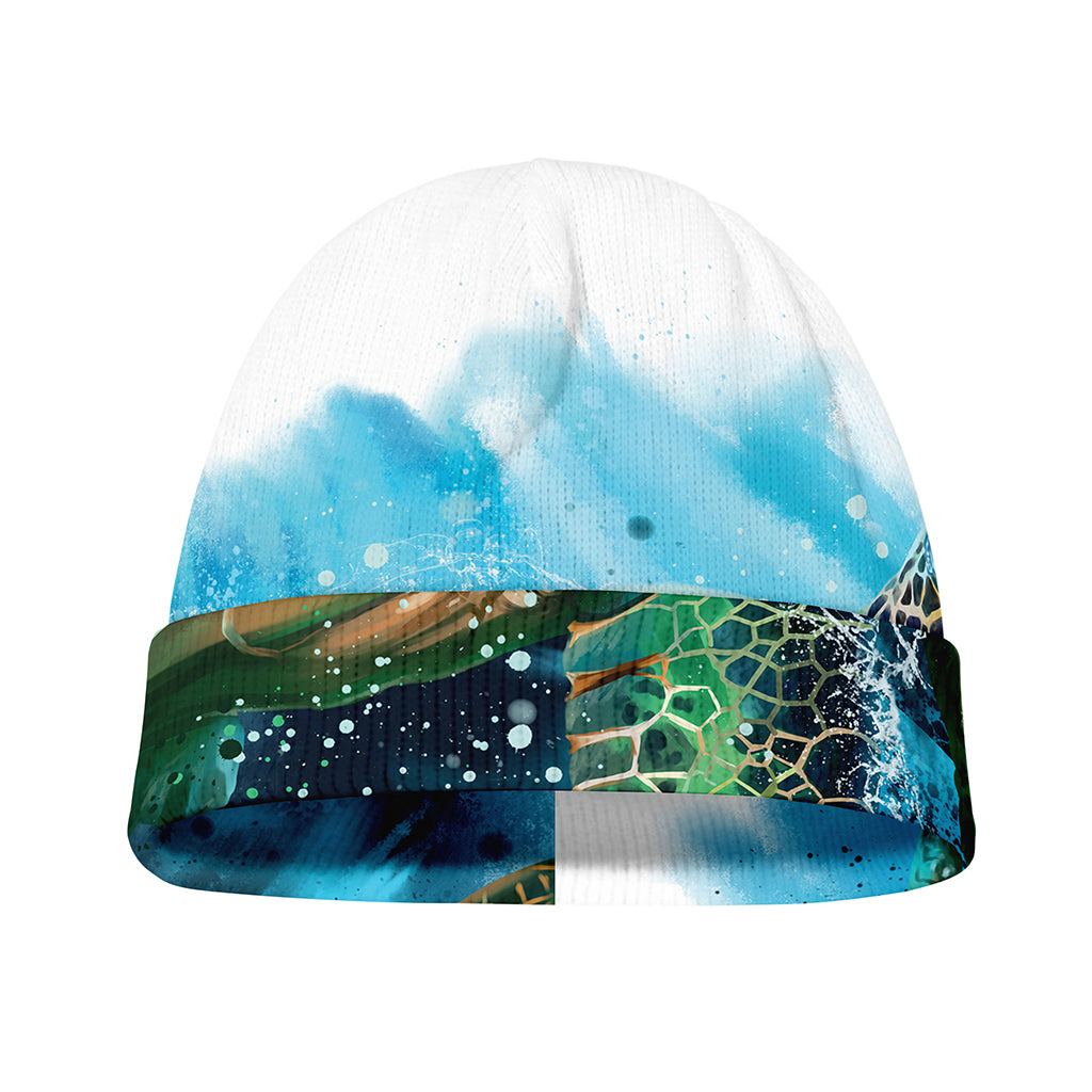 Sea Turtle Painting Print Beanie