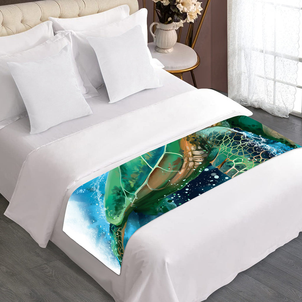 Sea Turtle Painting Print Bed Runner