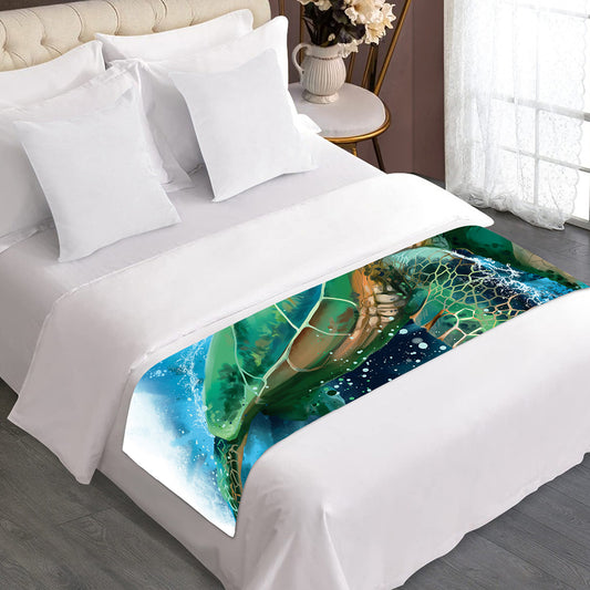 Sea Turtle Painting Print Bed Runner