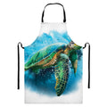 Sea Turtle Painting Print Bib Apron With Pocket