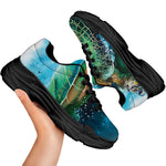 Sea Turtle Painting Print Black Chunky Shoes