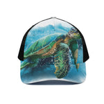 Sea Turtle Painting Print Black Mesh Trucker Cap