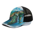 Sea Turtle Painting Print Black Mesh Trucker Cap
