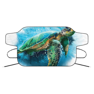 Sea Turtle Painting Print Car Windshield Snow Cover