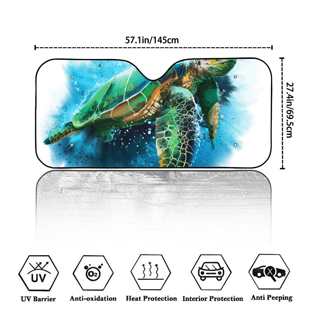 Sea Turtle Painting Print Car Windshield Sun Shade