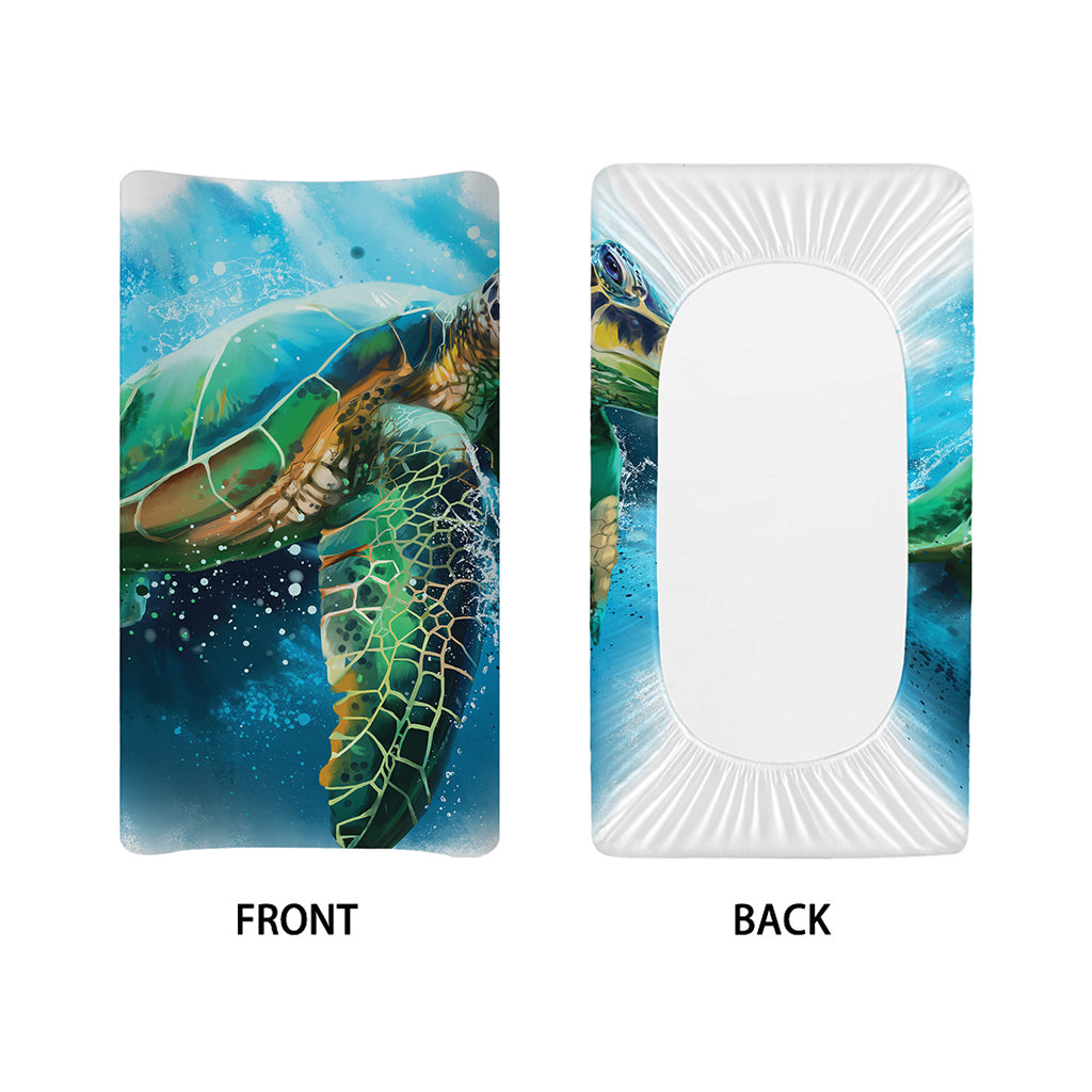 Sea Turtle Painting Print Changing Pad Cover